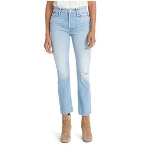 MOTHER The Mid Rise Dazzler Ripped Ankle Straight Leg Jeans‎ In Marrakesh Nights